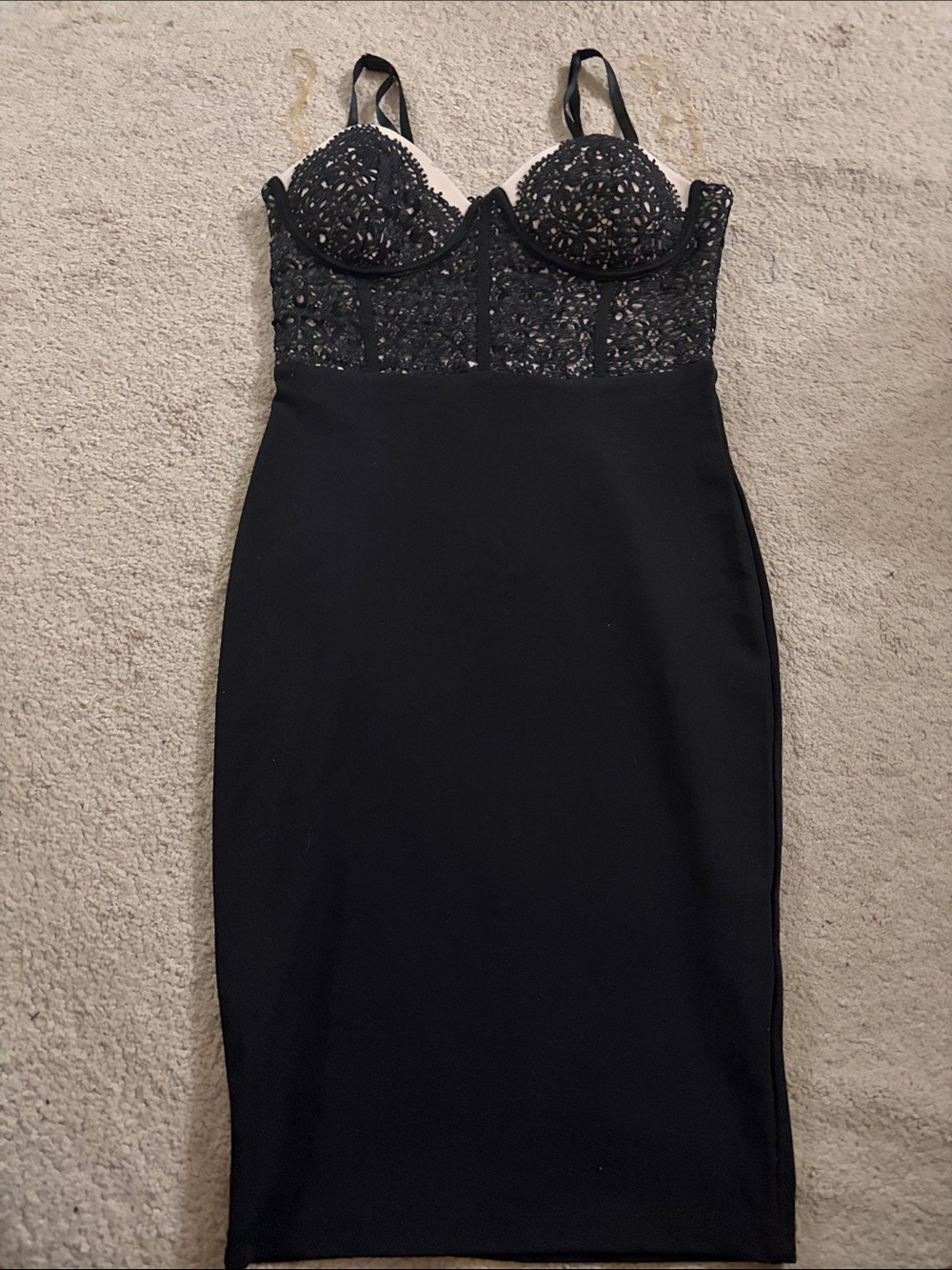 Black Lace Bustier Bodycon Dress - Women's Elegant Evening Dress